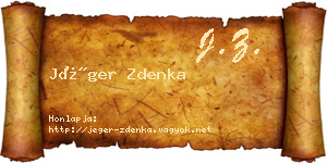 Jéger Zdenka névjegykártya